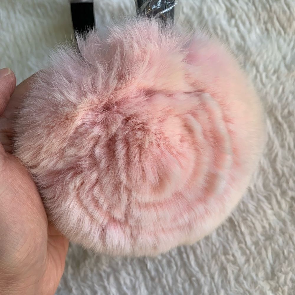 Gradient Rex Rabbit Fur Rose Shaped Earmuffs with Velvet Band - Picture 8 of 12